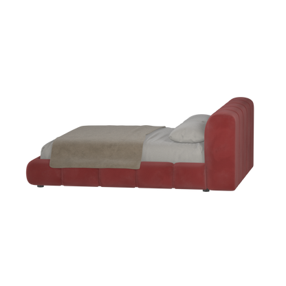 Fluffy Upholstered Bed Frame in Textured Bouclé