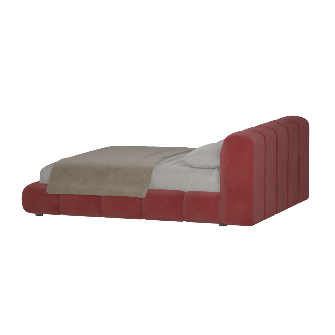 Fluffy Upholstered Bed Frame in Textured Bouclé