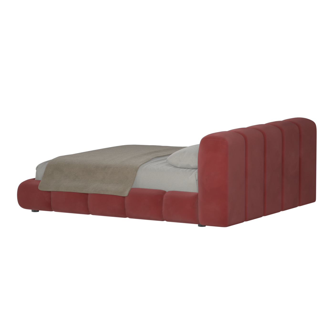 Fluffy Upholstered Bed Frame in Textured Bouclé