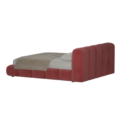 Fluffy Upholstered Bed Frame in Textured Bouclé