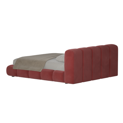 Fluffy Upholstered Bed Frame in Textured Bouclé