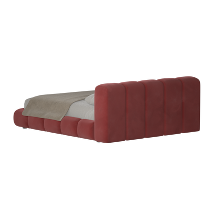 Fluffy Upholstered Bed Frame in Textured Bouclé