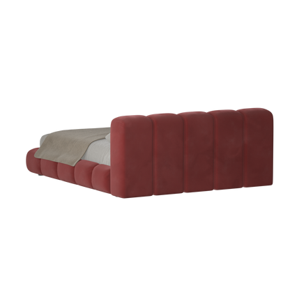 Fluffy Upholstered Bed Frame in Textured Bouclé