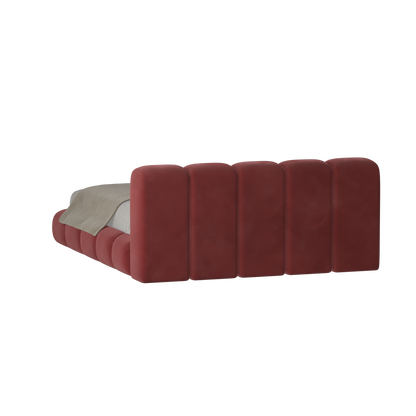 Fluffy Upholstered Bed Frame in Textured Bouclé