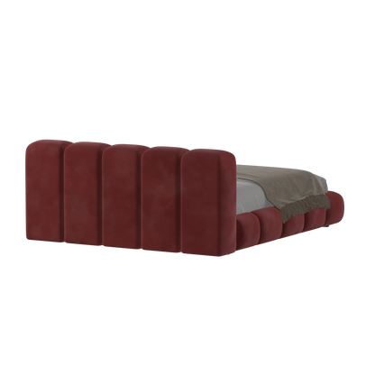 Fluffy Upholstered Bed Frame in Textured Bouclé