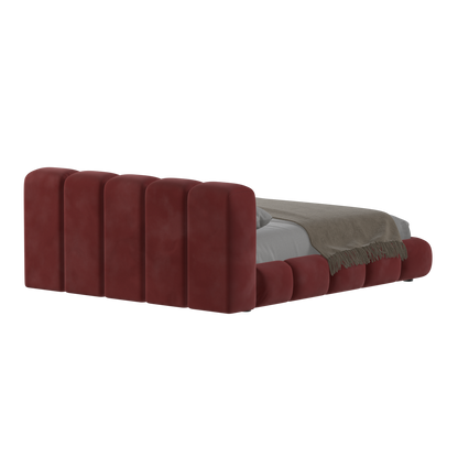 Fluffy Upholstered Bed Frame in Textured Bouclé