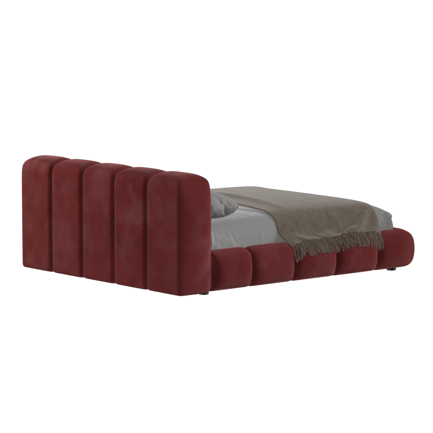 Fluffy Upholstered Bed Frame in Textured Bouclé