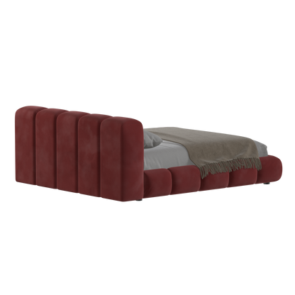 Fluffy Upholstered Bed Frame in Textured Bouclé
