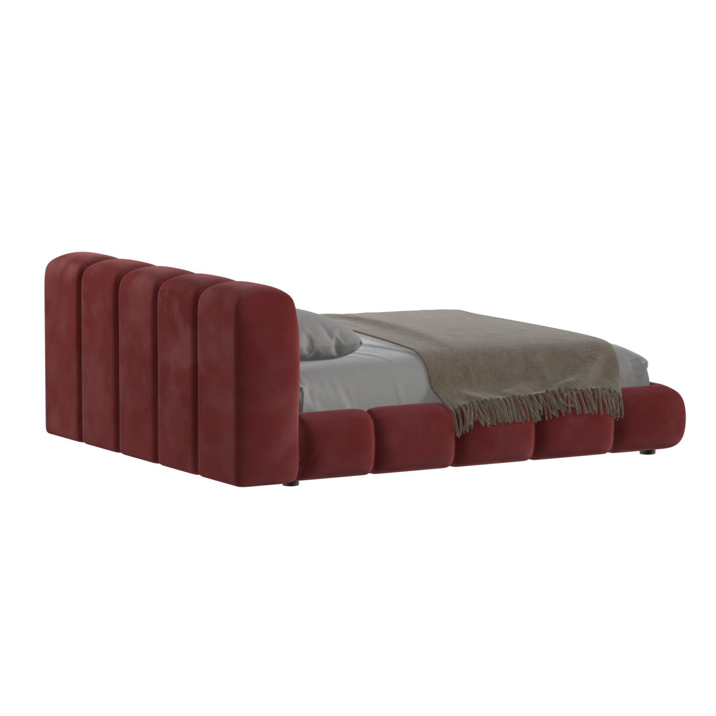Fluffy Upholstered Bed Frame in Textured Bouclé