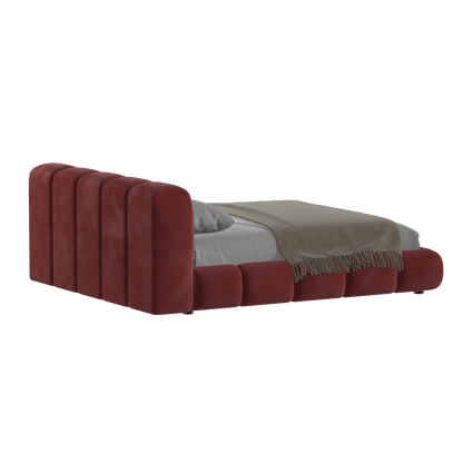 Fluffy Upholstered Bed Frame in Textured Bouclé