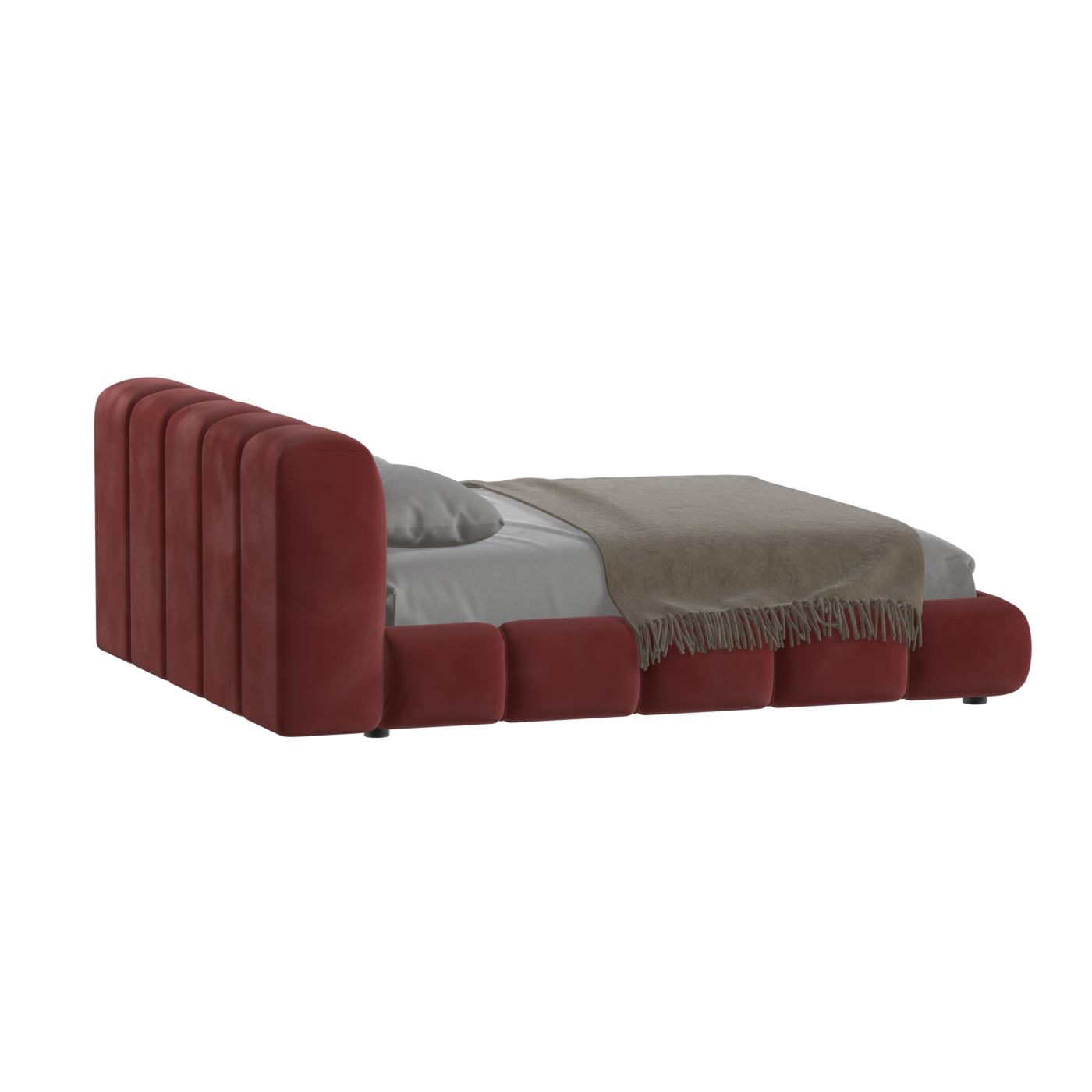 Fluffy Upholstered Bed Frame in Textured Bouclé