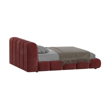 Fluffy Upholstered Bed Frame in Textured Bouclé