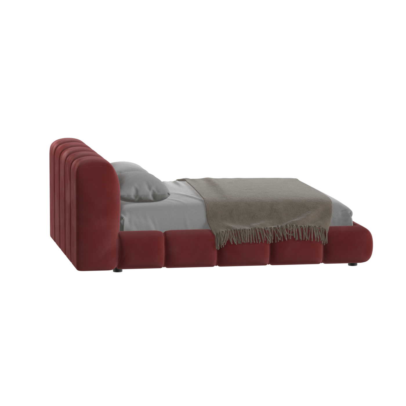 Fluffy Upholstered Bed Frame in Textured Bouclé