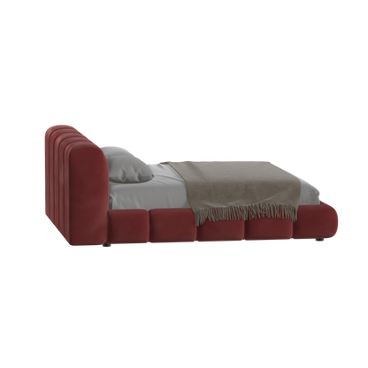 Fluffy Upholstered Bed Frame in Textured Bouclé