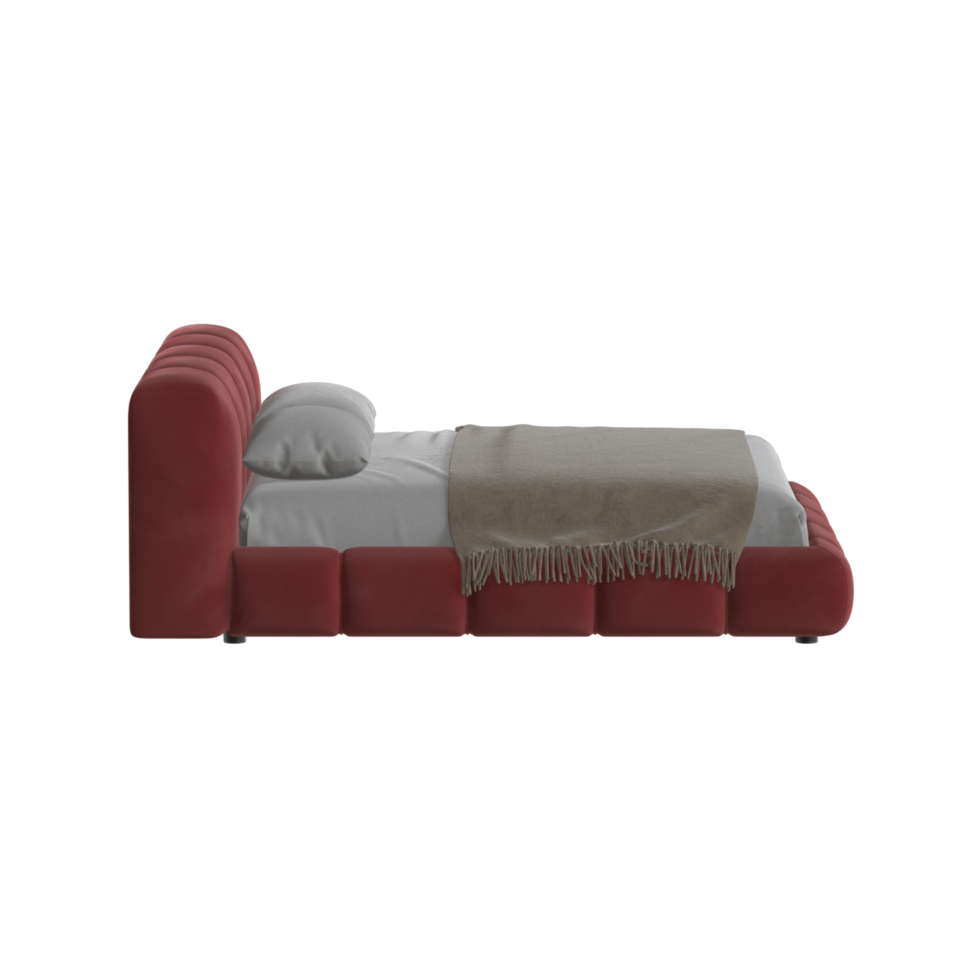 Fluffy Upholstered Bed Frame in Textured Bouclé
