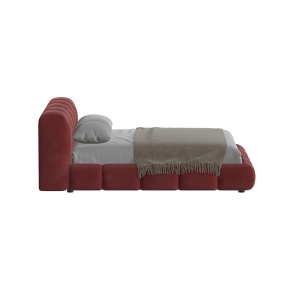 Fluffy Upholstered Bed Frame in Textured Bouclé
