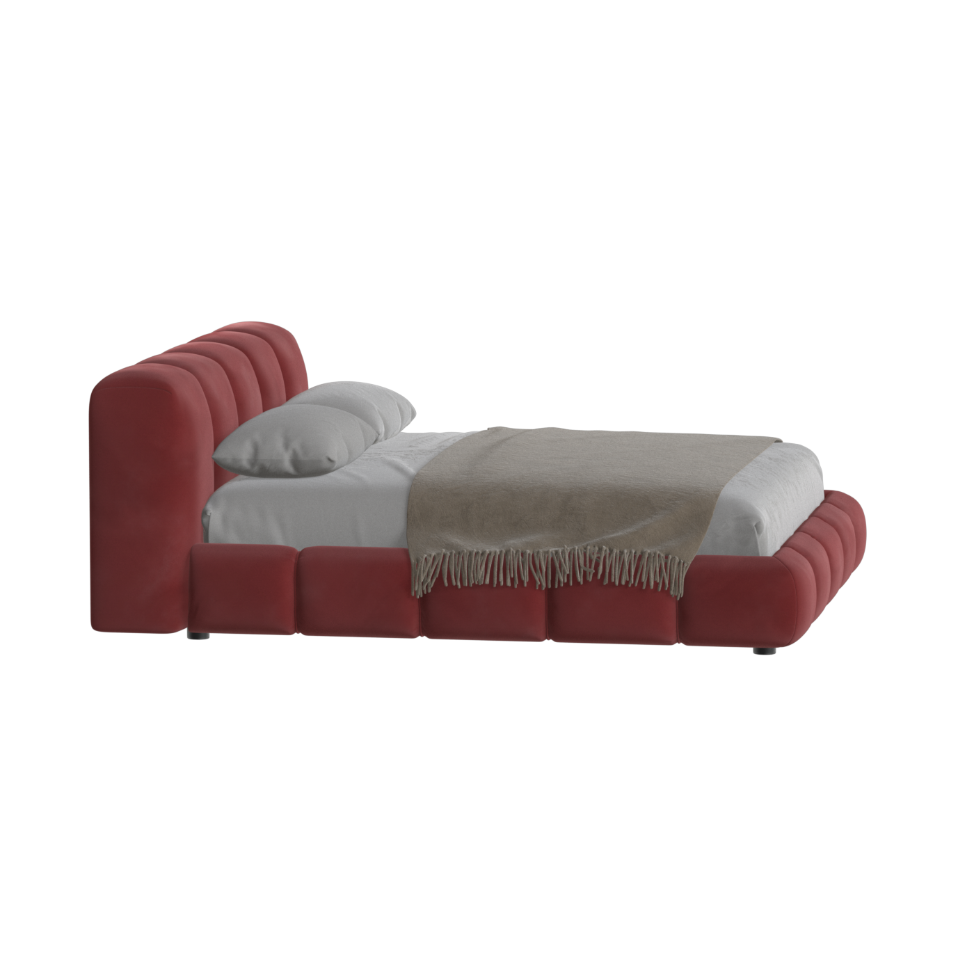 Fluffy Upholstered Bed Frame in Textured Bouclé