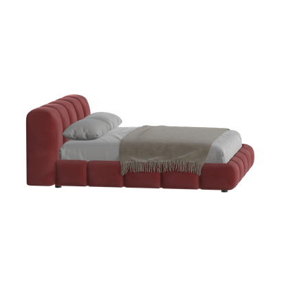 Fluffy Upholstered Bed Frame in Textured Bouclé