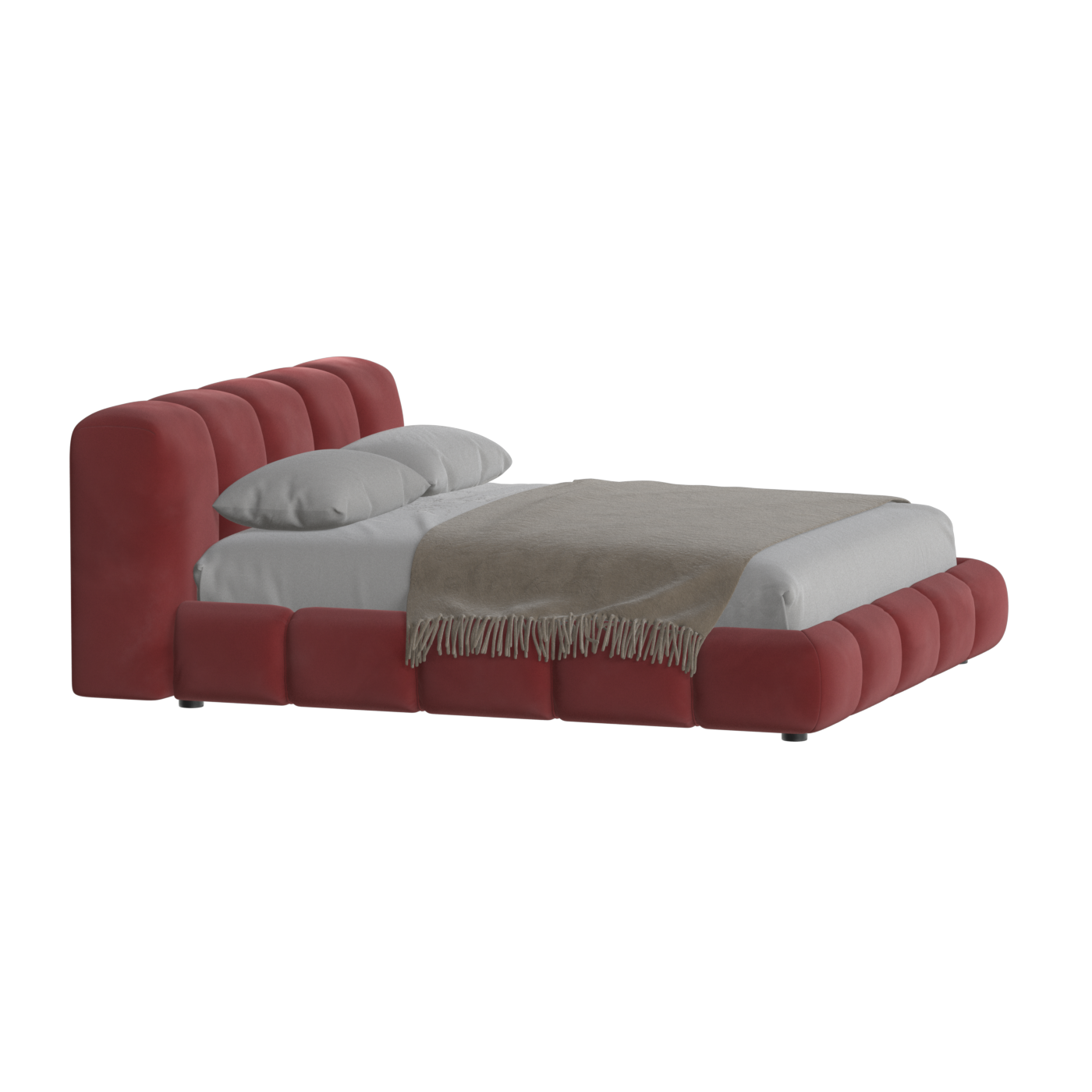 Fluffy Upholstered Bed Frame in Textured Bouclé
