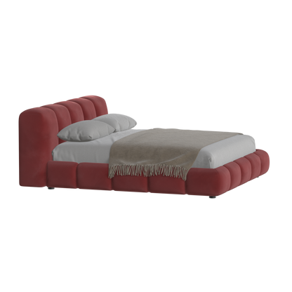 Fluffy Upholstered Bed Frame in Textured Bouclé