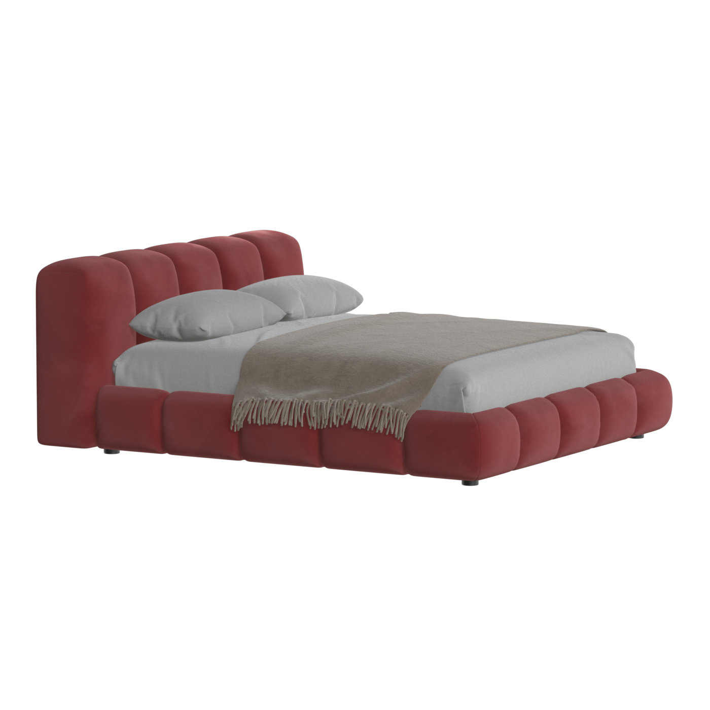 Fluffy Upholstered Bed Frame in Textured Bouclé