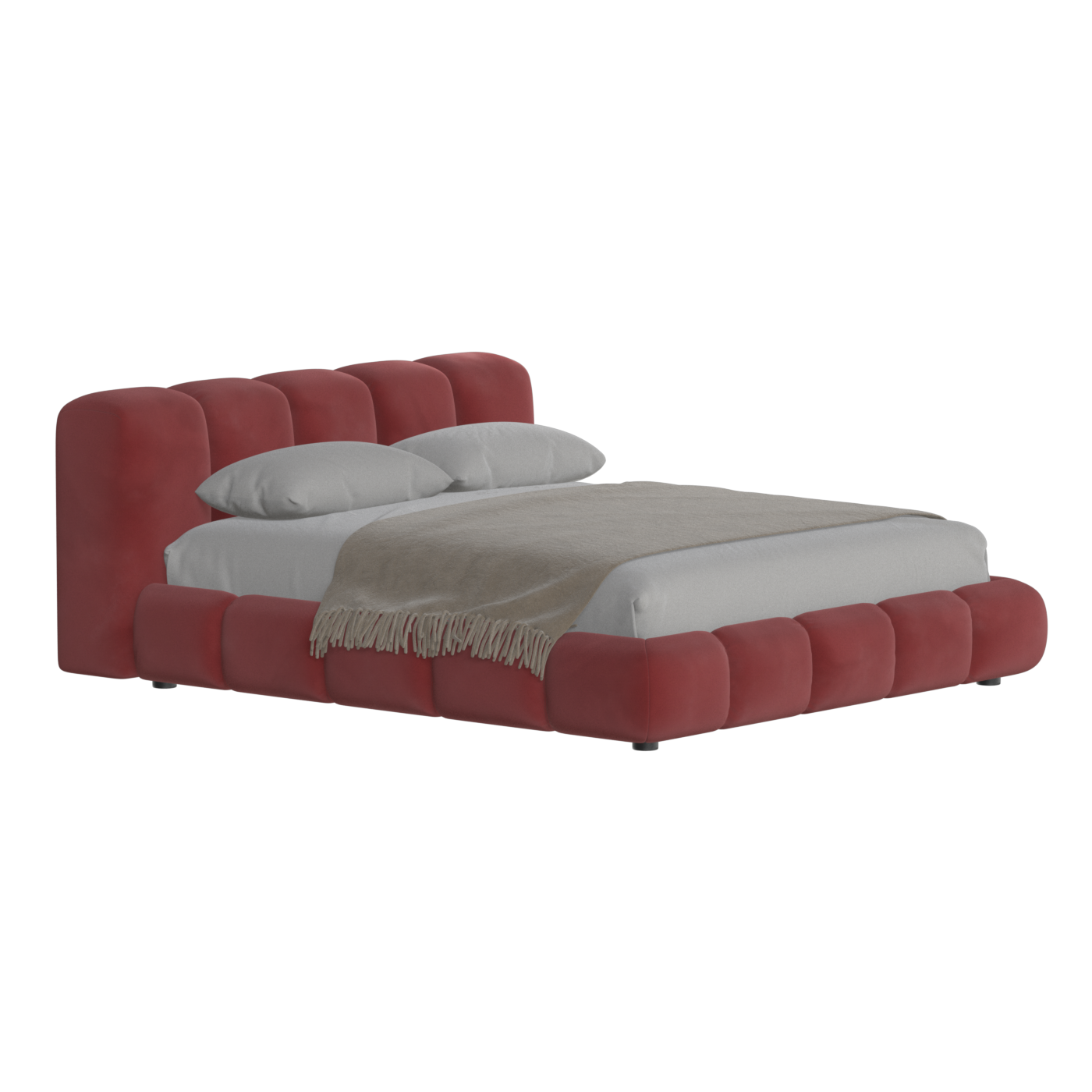Fluffy Upholstered Bed Frame in Textured Bouclé