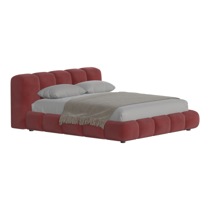 Fluffy Upholstered Bed Frame in Textured Bouclé