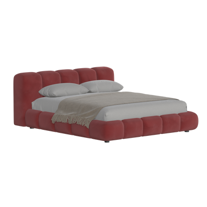 Fluffy Upholstered Bed Frame in Textured Bouclé
