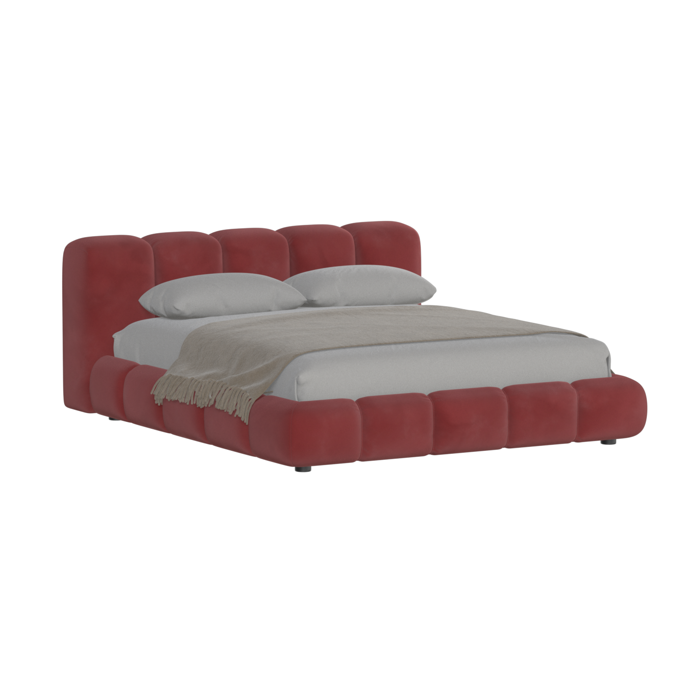 Fluffy Upholstered Bed Frame in Textured Bouclé