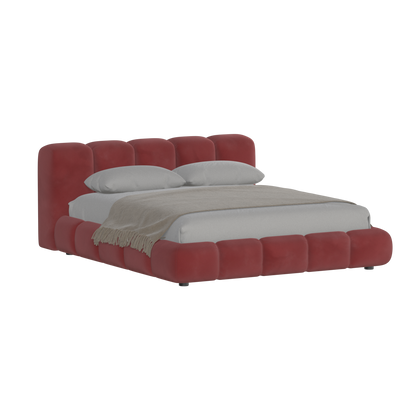 Fluffy Upholstered Bed Frame in Textured Bouclé