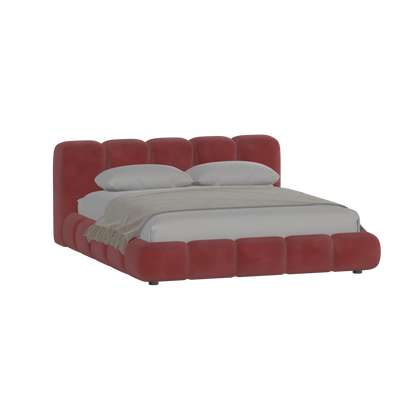 Fluffy Upholstered Bed Frame in Textured Bouclé