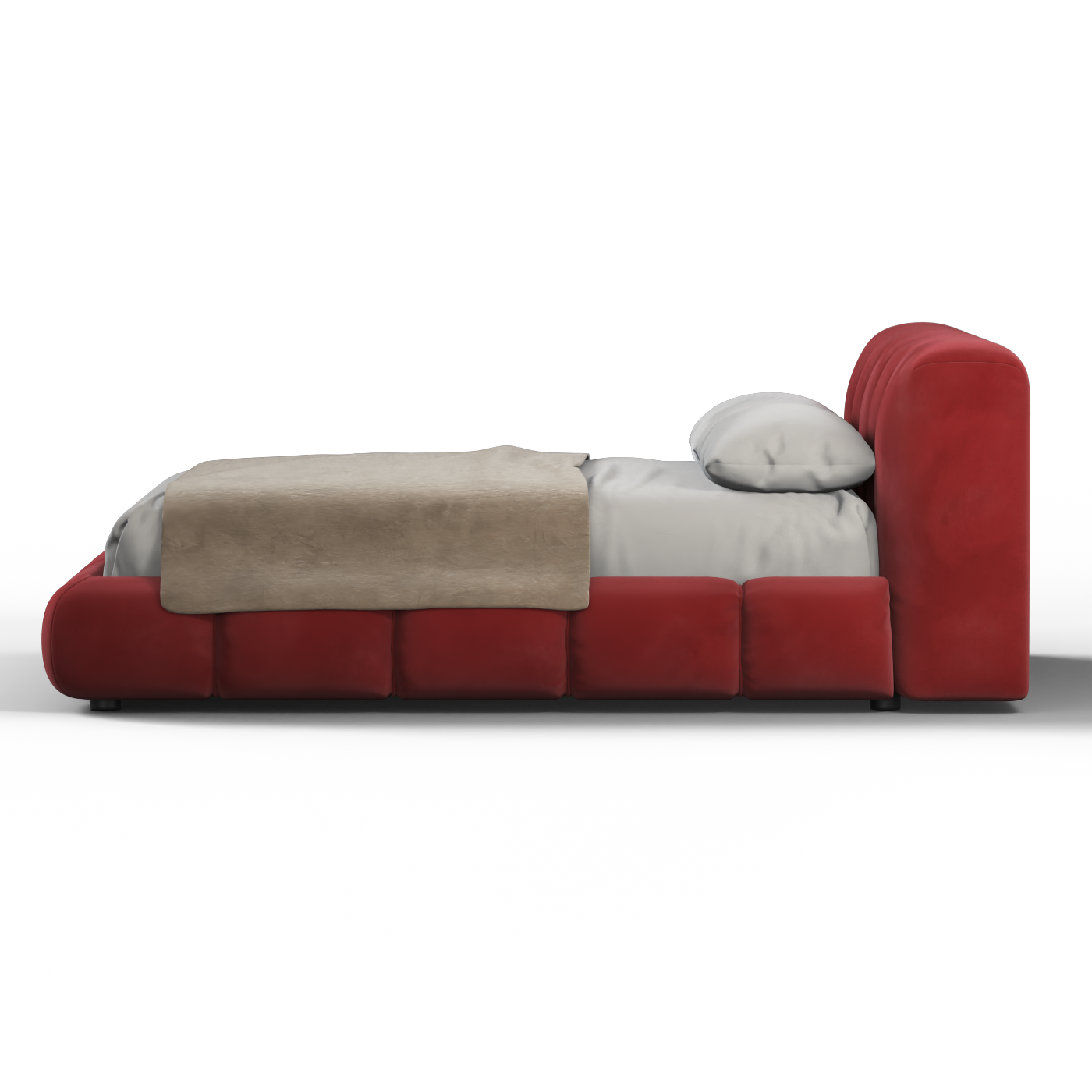Fluffy Upholstered Bed Frame in Textured Bouclé
