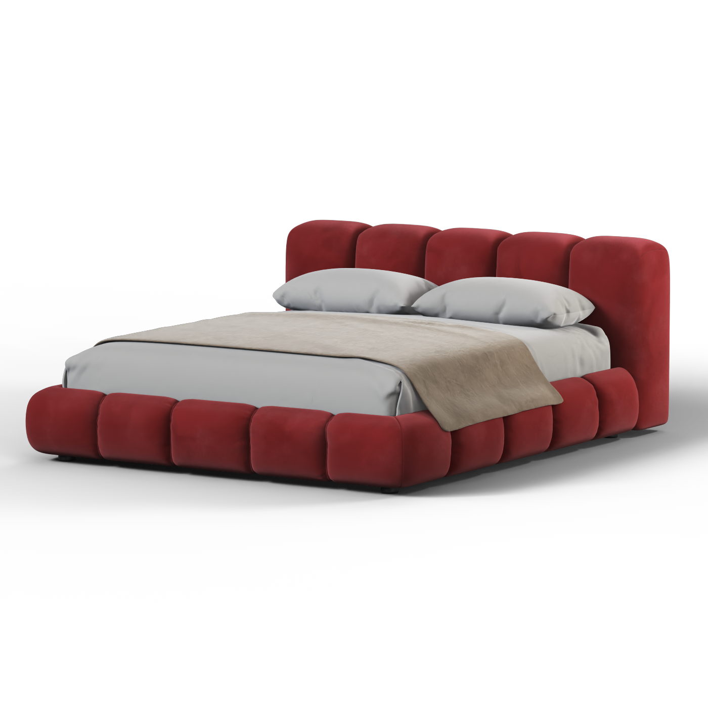 Fluffy Upholstered Bed Frame in Textured Bouclé