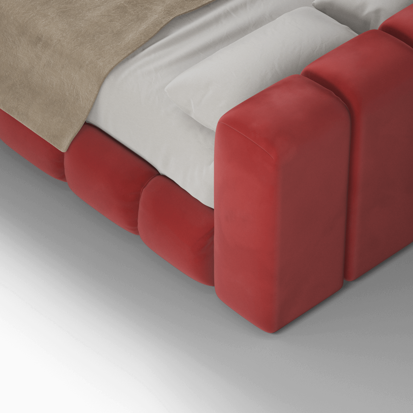 Fluffy Upholstered Bed Frame in Textured Bouclé