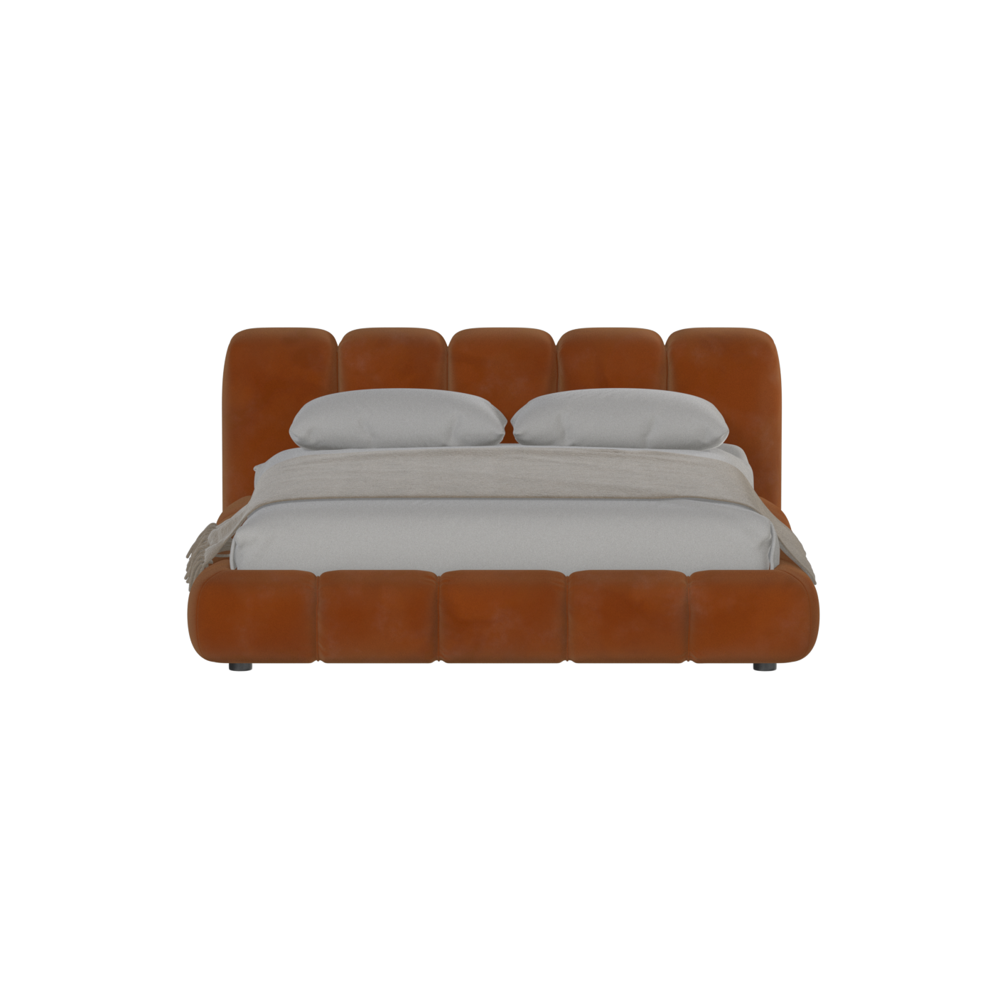 Fluffy Upholstered Bed Frame in Textured Bouclé