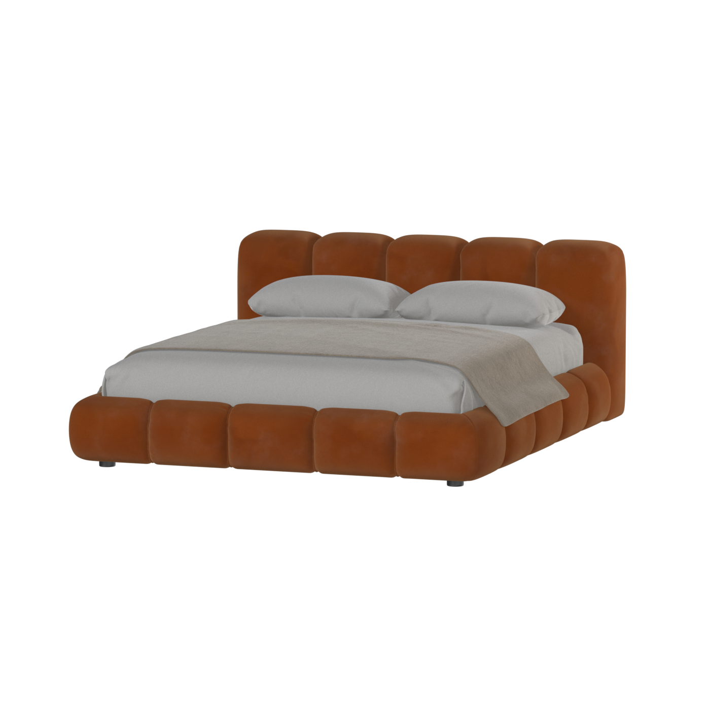 Fluffy Upholstered Bed Frame in Textured Bouclé
