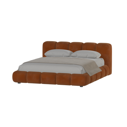 Fluffy Upholstered Bed Frame in Textured Bouclé