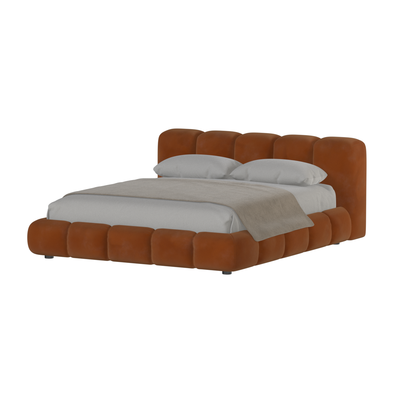 Fluffy Upholstered Bed Frame in Textured Bouclé