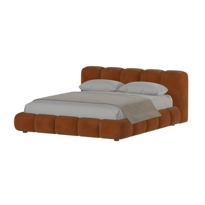 Fluffy Upholstered Bed Frame in Textured Bouclé