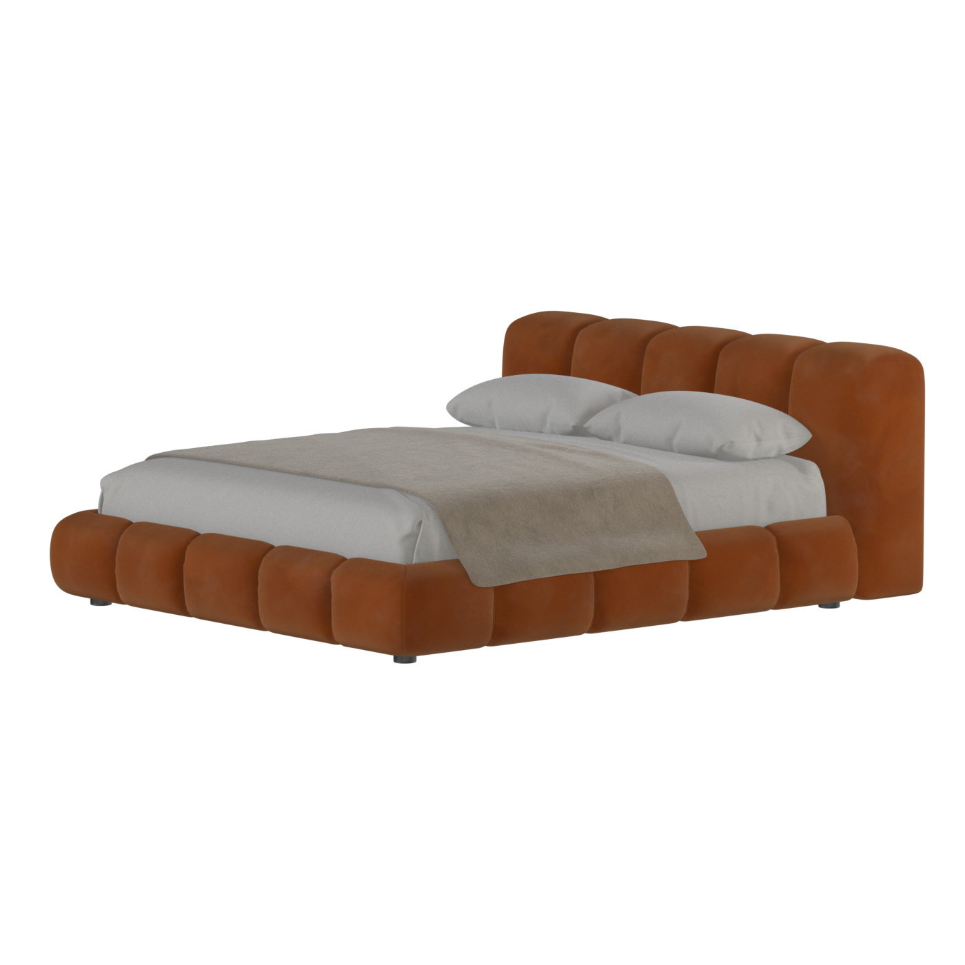 Fluffy Upholstered Bed Frame in Textured Bouclé