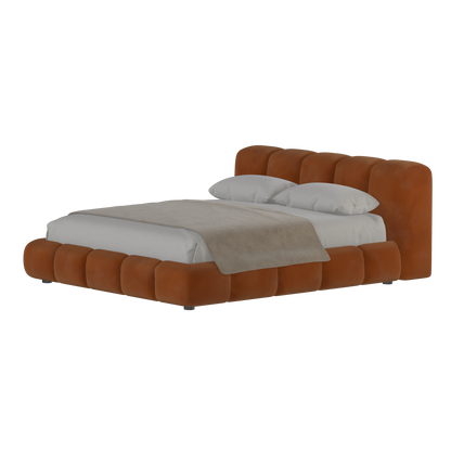 Fluffy Upholstered Bed Frame in Textured Bouclé