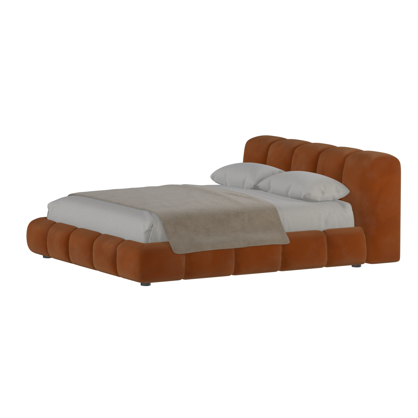 Fluffy Upholstered Bed Frame in Textured Bouclé