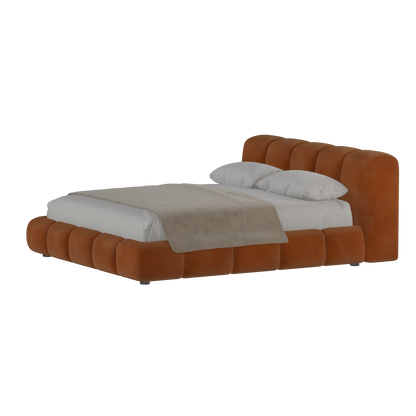 Fluffy Upholstered Bed Frame in Textured Bouclé