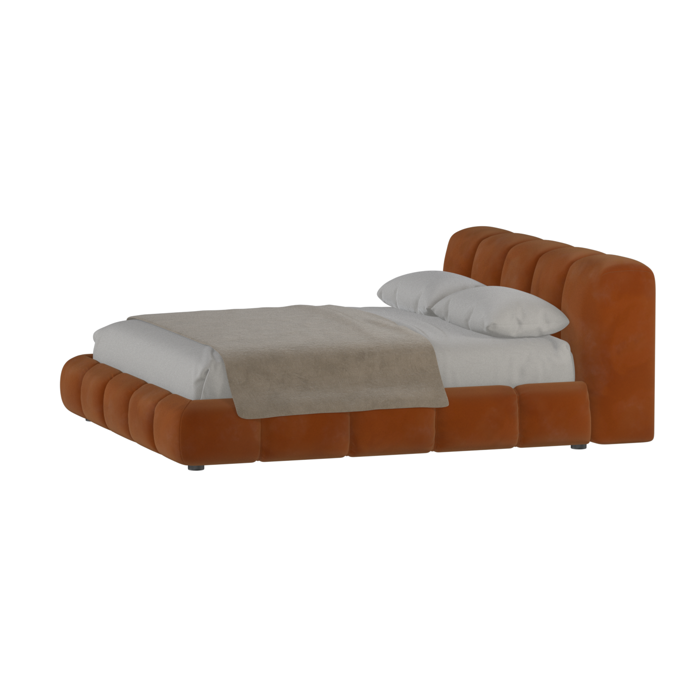 Fluffy Upholstered Bed Frame in Textured Bouclé