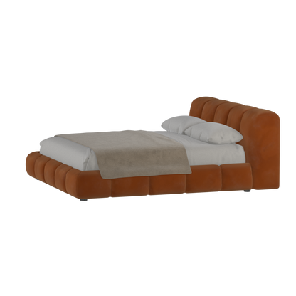 Fluffy Upholstered Bed Frame in Textured Bouclé