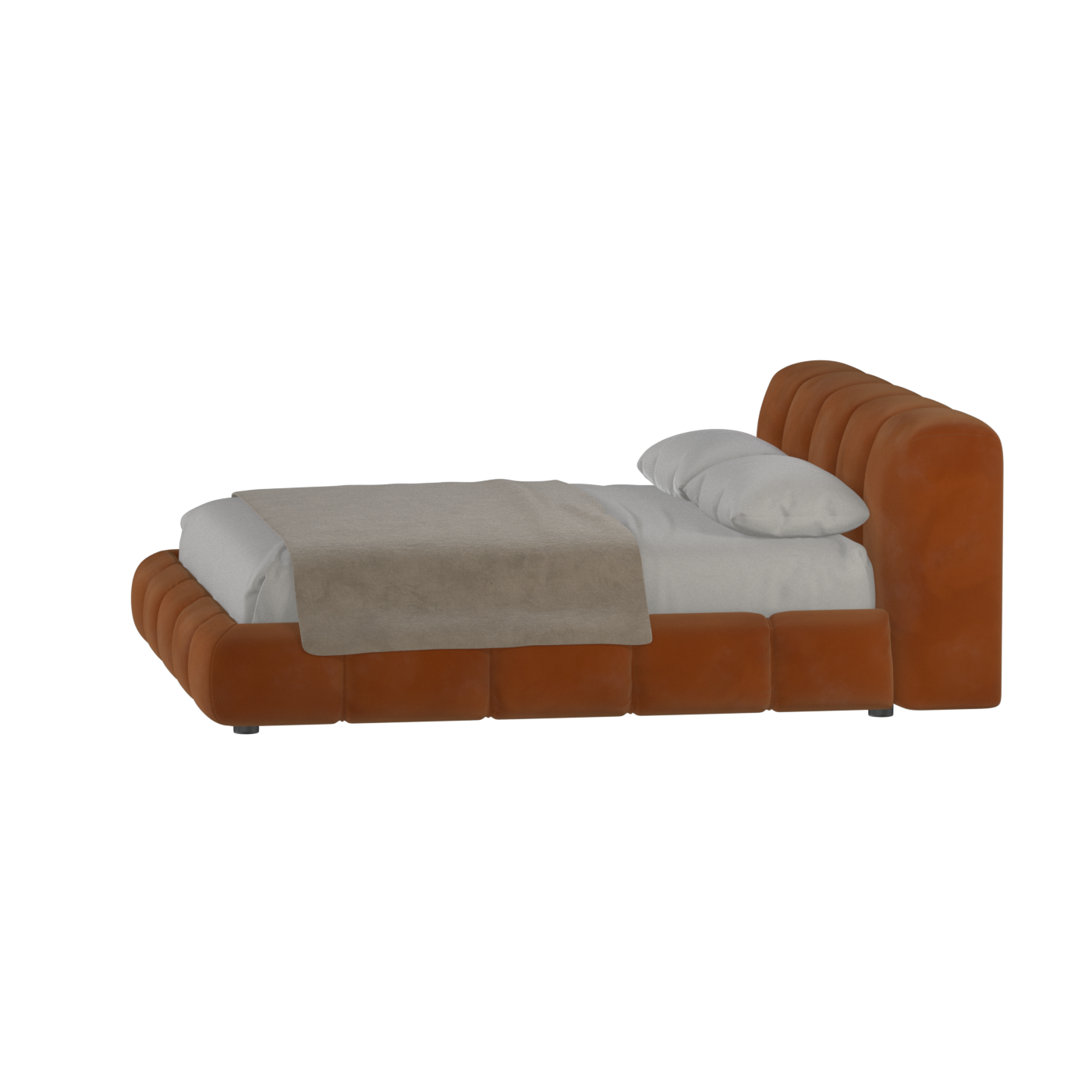 Fluffy Upholstered Bed Frame in Textured Bouclé