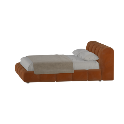 Fluffy Upholstered Bed Frame in Textured Bouclé
