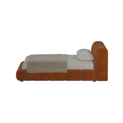 Fluffy Upholstered Bed Frame in Textured Bouclé