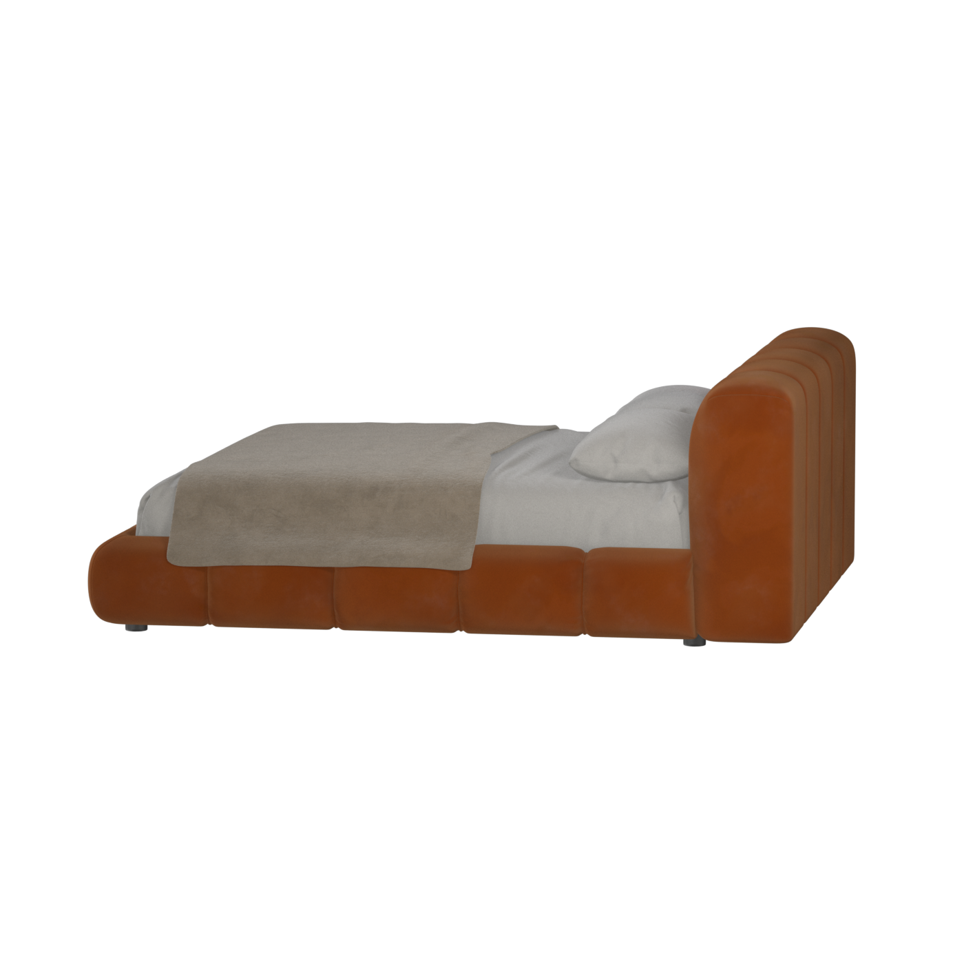 Fluffy Upholstered Bed Frame in Textured Bouclé