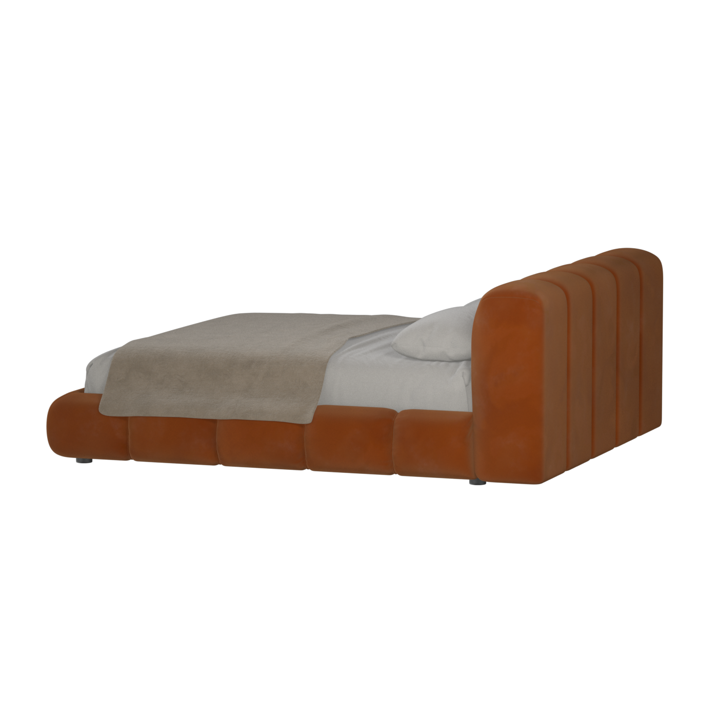 Fluffy Upholstered Bed Frame in Textured Bouclé